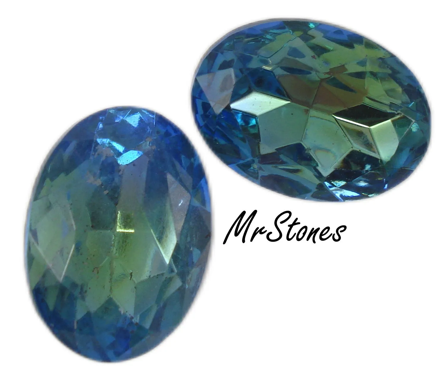 18x13mm (4130/2) TTC Old Bermuda Blue Oval Shape (Peridot/Light Sapphire)