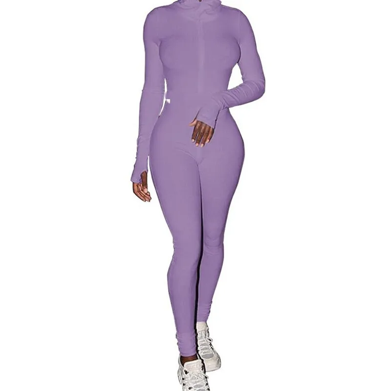 Active Wear Knit Ribbed Rompers Sporty Workout Womens Jumpsuit Long Sleeve Zipper Green Embroidery Letter Print Jogger PR1421G