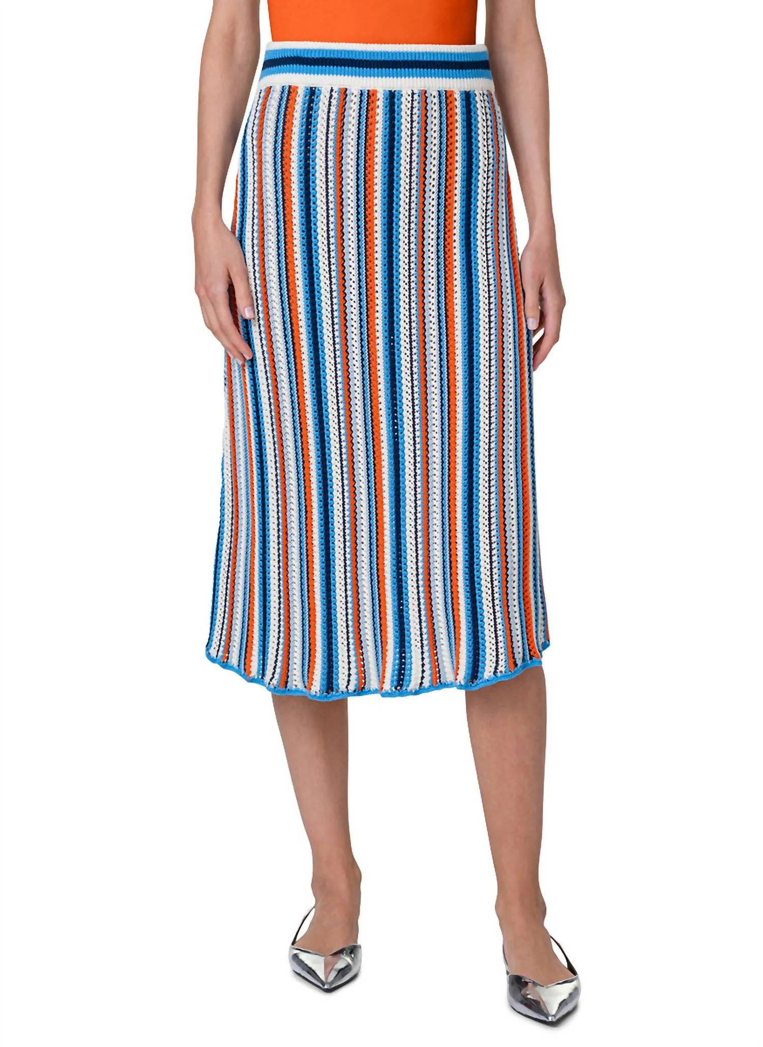 Akris Punto - Stripe Crochet Midi Skirt