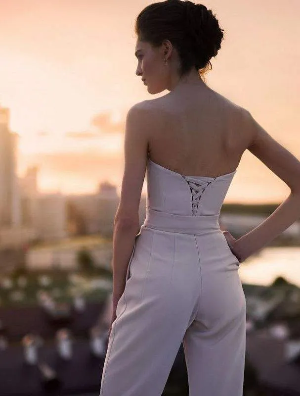 Albify White Wedding Jumpsuit
