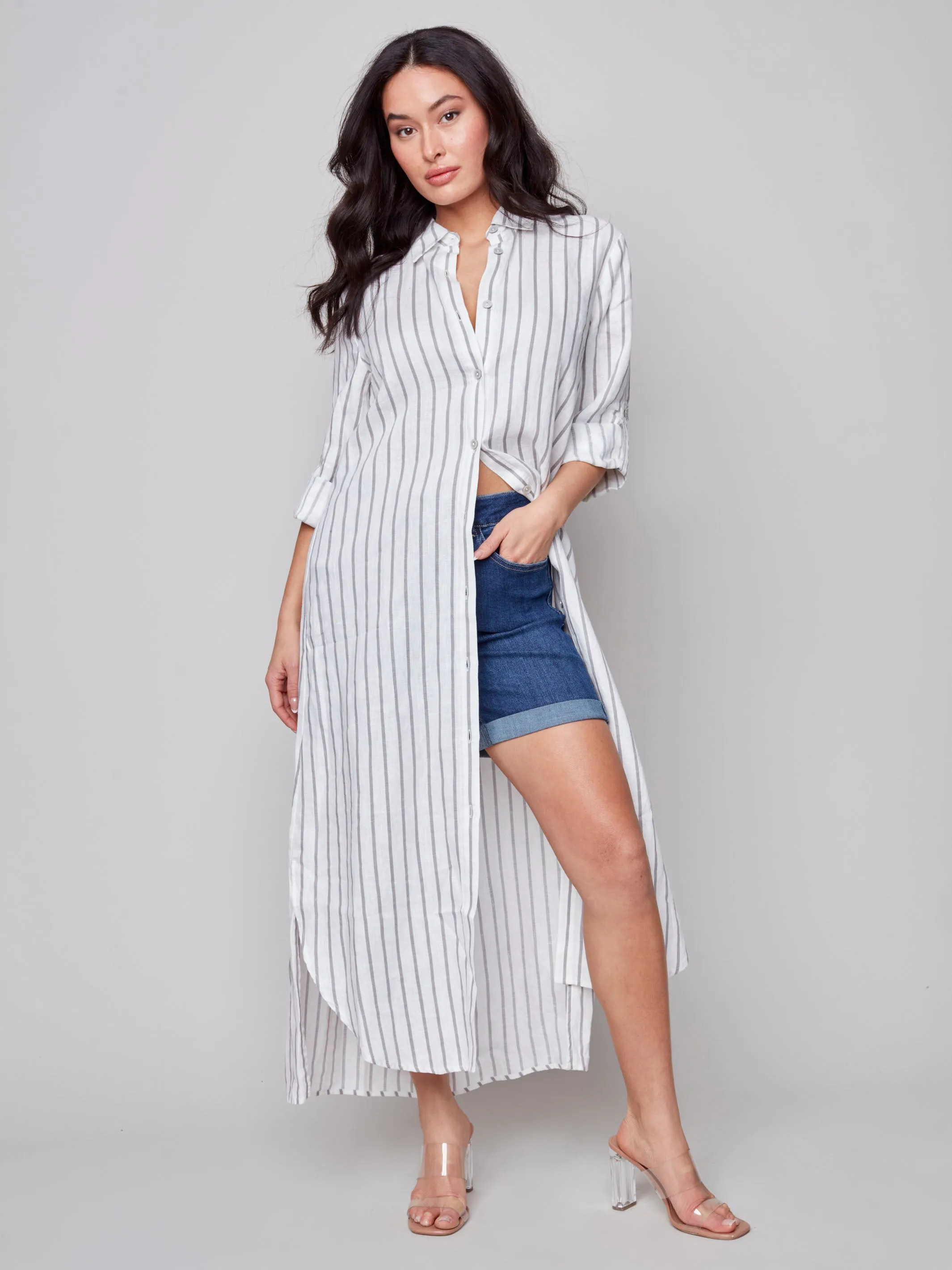 Cuffed Hem Denim Shorts - Indigo