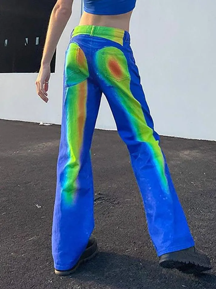 CyberPrinted Straight Leg Pants