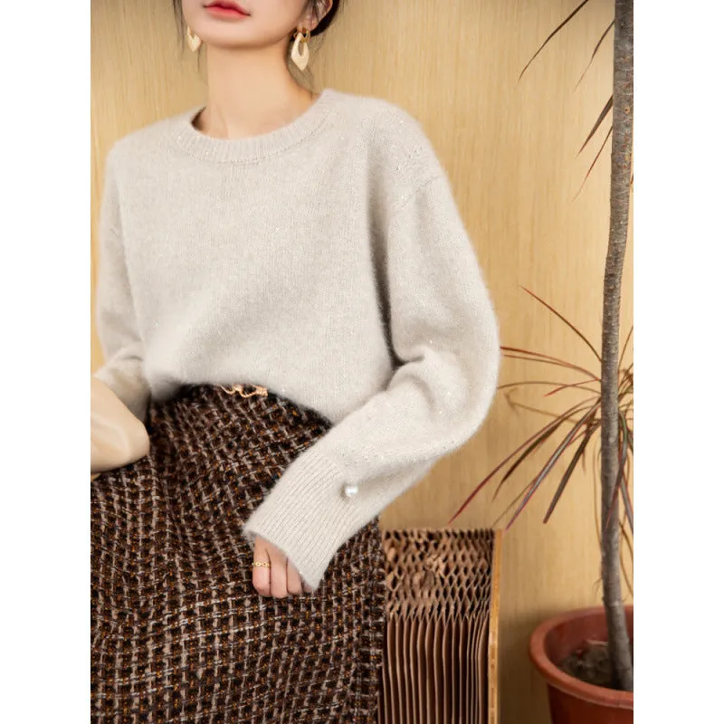 Elegant Wool A-Line Skirt – High-Waisted, Thickened, Flowing Umbrella Hem
