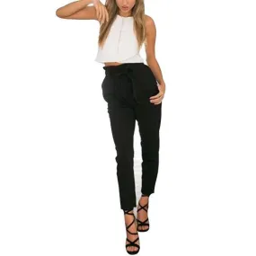 Hot Women High Waist Elastic Harem Pants Chiffon Office Lady Solid Pencil Trouser (US 4-14)
