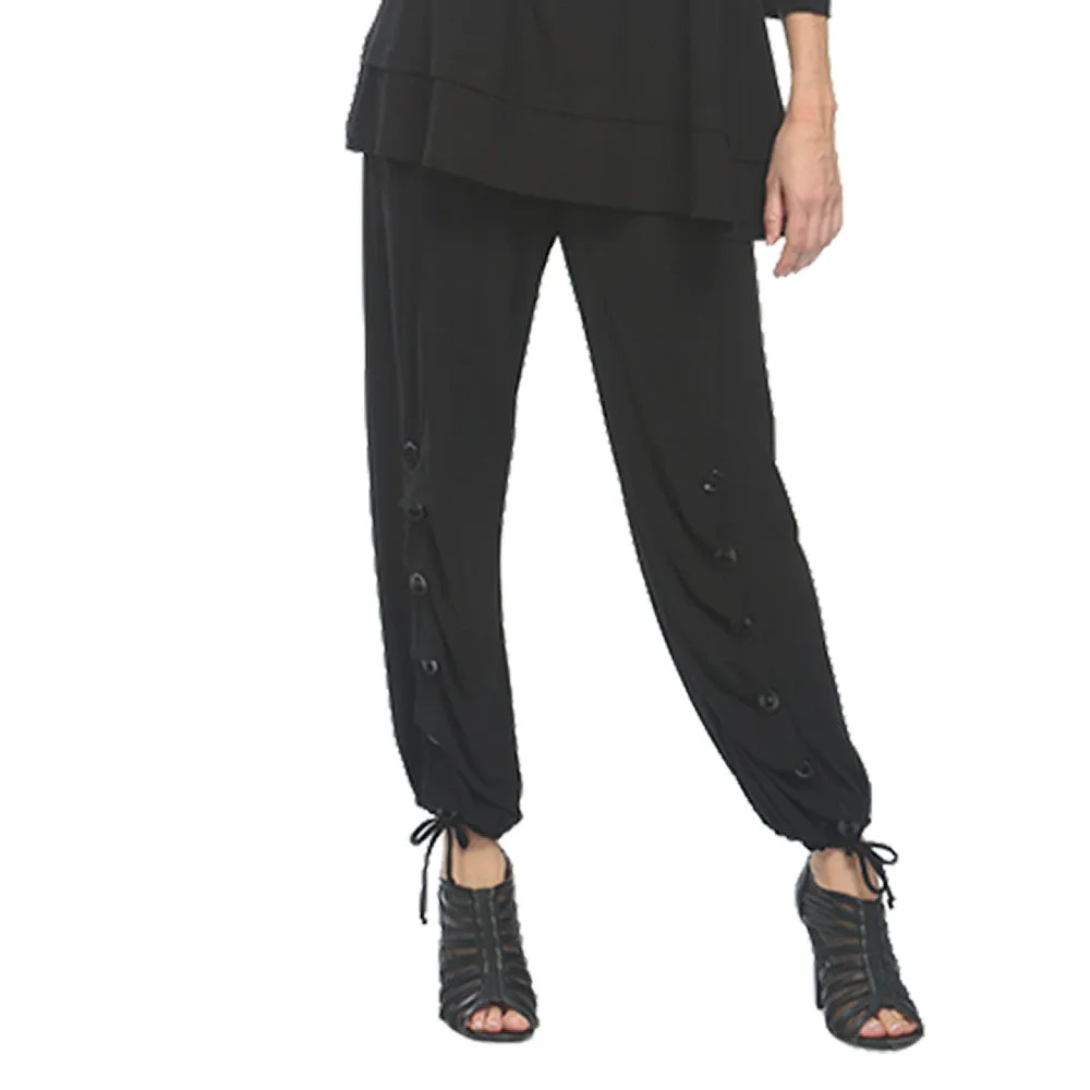 IC Collection Button Detail Harem Pant in Black - 6900P-BLK