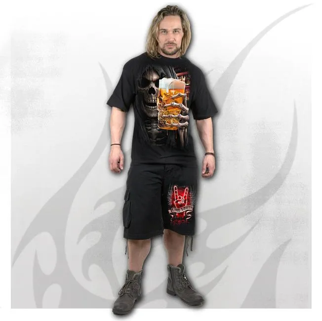 Live Loud Mens Black Cargo Shorts