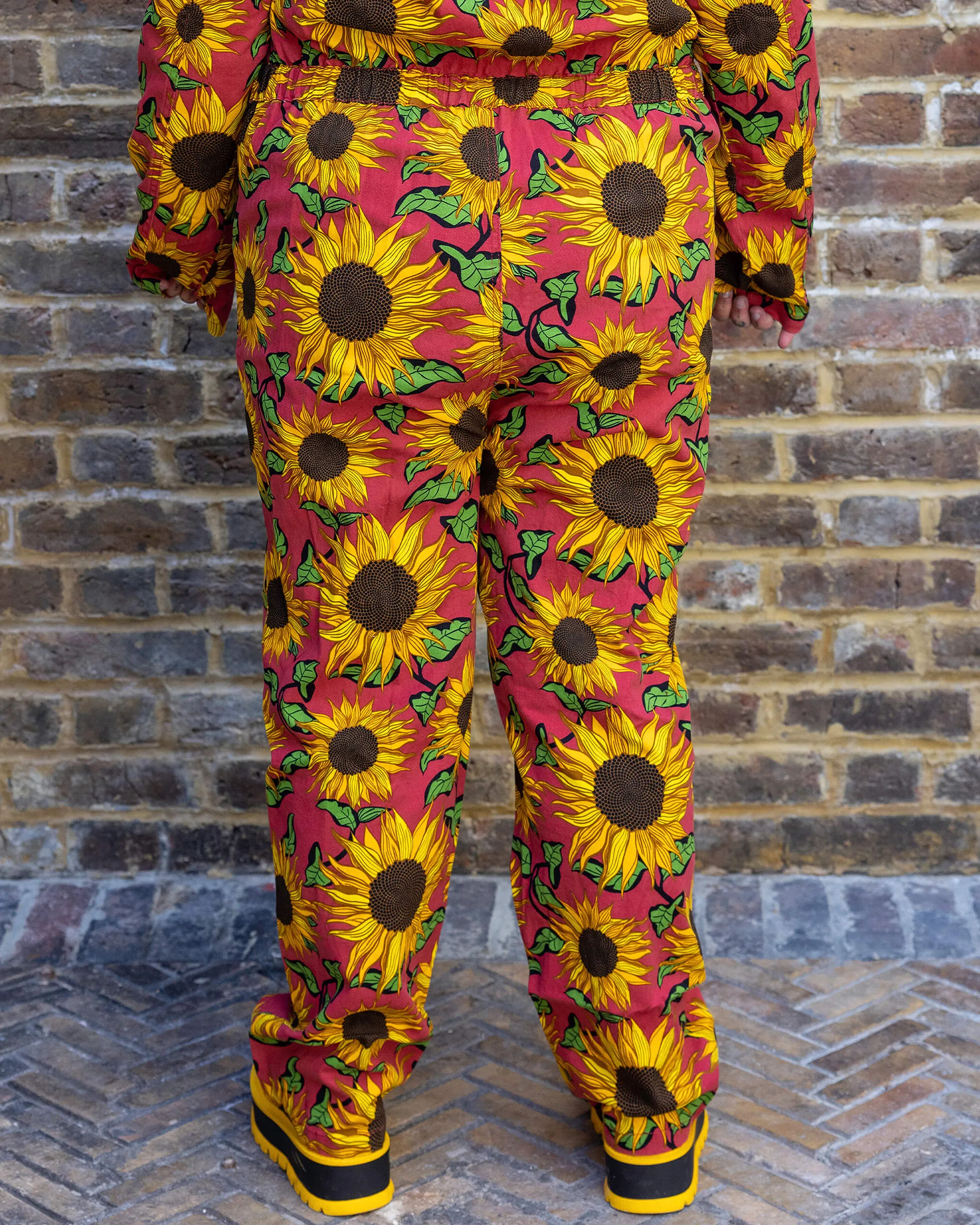 Red Sunflower Stretch Twill Boiler Suit