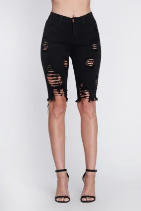 Ripped Distressed Bermuda Shorts