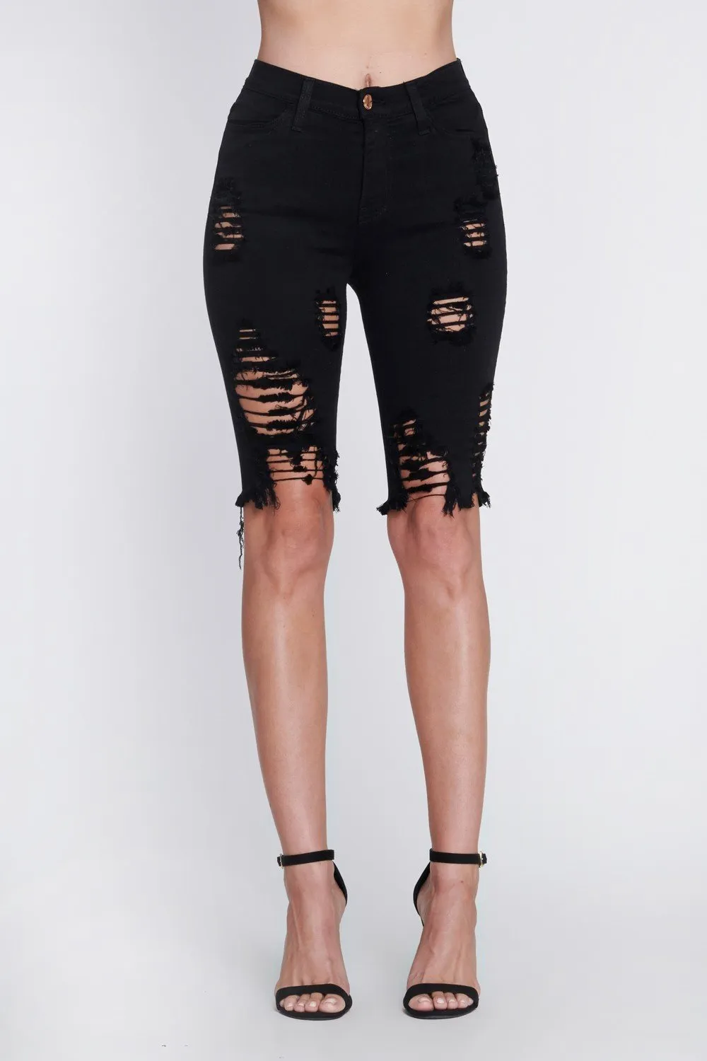 Ripped Distressed Bermuda Shorts