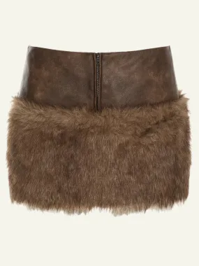 Vintage Mini Skirt with Fur