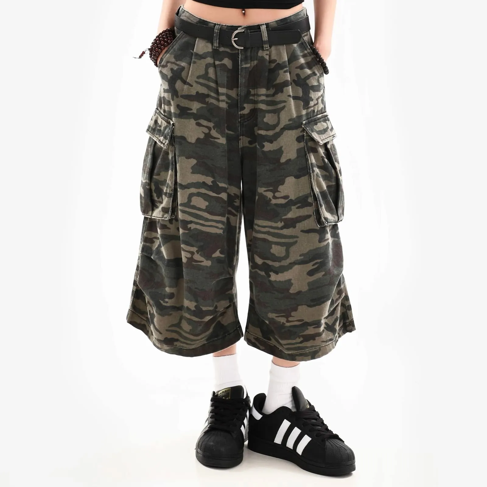 Women's Camouflage Y2K Baggy Cargo Shorts