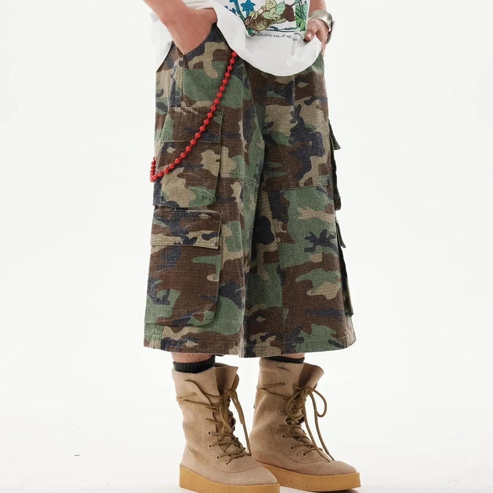Y2K Camouflage Multi Pocket Baggy Cargo Shorts